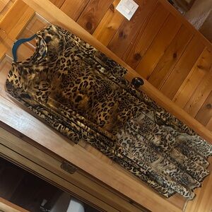 Leopard Print Maxi Dress SHIRT - Gold,Brown & Black
